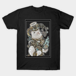 Steampunk Angel Ferret - White Outline T-Shirt